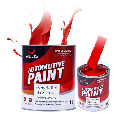 Hoge glans 2K Scarlet Red Auto Refinish Liquid Coating Paint Solid Red Base Coating met hars acryl voor auto's