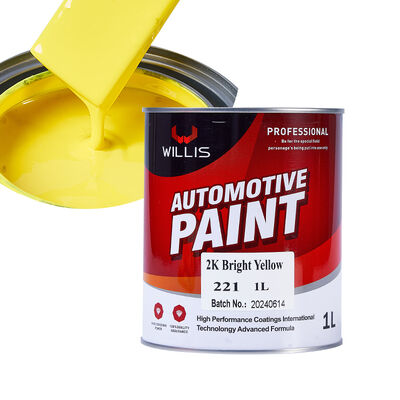 Hoogwaardige 2K Helder Geel Automotive Metaallak Auto Reparatie Spuitcoating met Hoogglans Tweecomponenten Acryl Kleurverf