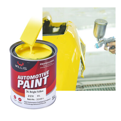 Hoogwaardige 2K Helder Geel Automotive Metaallak Auto Reparatie Spuitcoating met Hoogglans Tweecomponenten Acryl Kleurverf